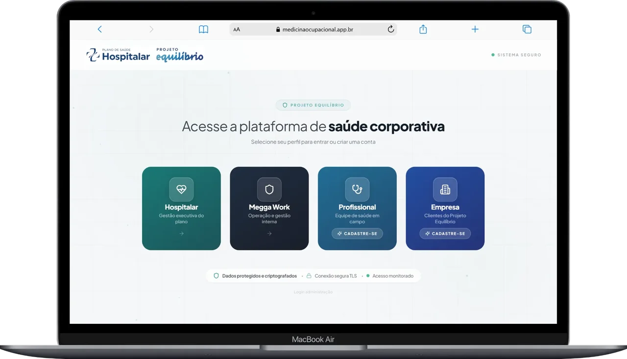 Mockup do sistema Medicina e Saúde Ocupacional